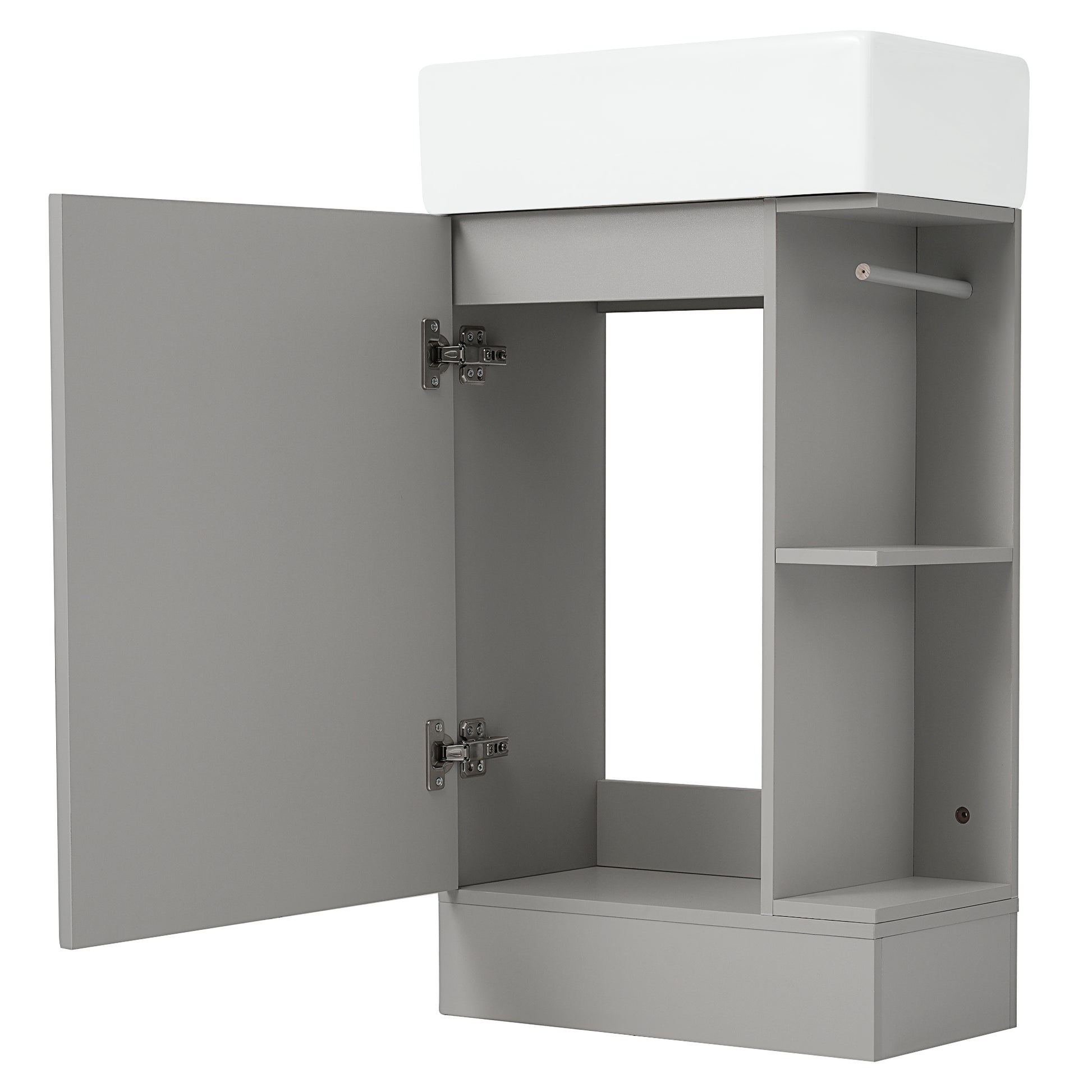 18.6" Bathroom Vanity With Sink, Bathroom Vanity Cabinet With Two Tier Shelf, Left Or Right Orientation, Grey Grey Mdf
