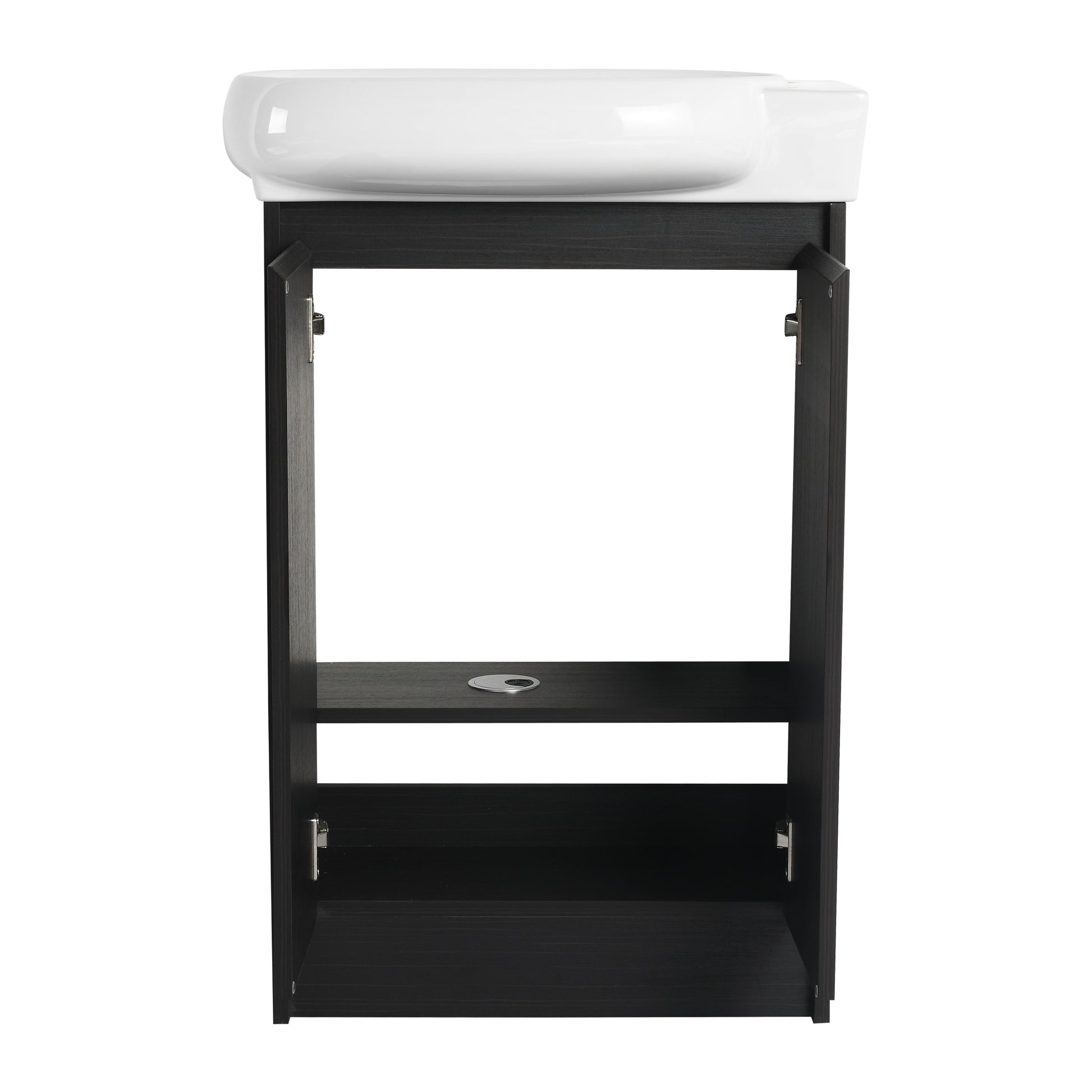 23" Freestanding Bathroom Vanity With Sink, Soft Close Doors Black Chestnut Bathroom Modern Plywood