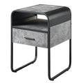 Concrete Grey And Black 1 Drawer End Table Black Grey Primary Living Space Modern Drawers Rectangular Wood Metal Sled