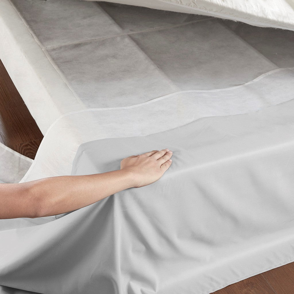 Wrap Around Adjustable Bedskirt Grey One Size Grey Microfiber