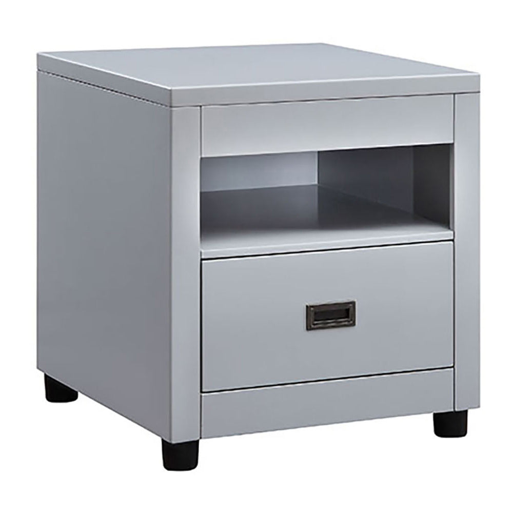 Dove Grey Storage End Table Grey Primary Living Space Poplar Drawers Rectangular Wood