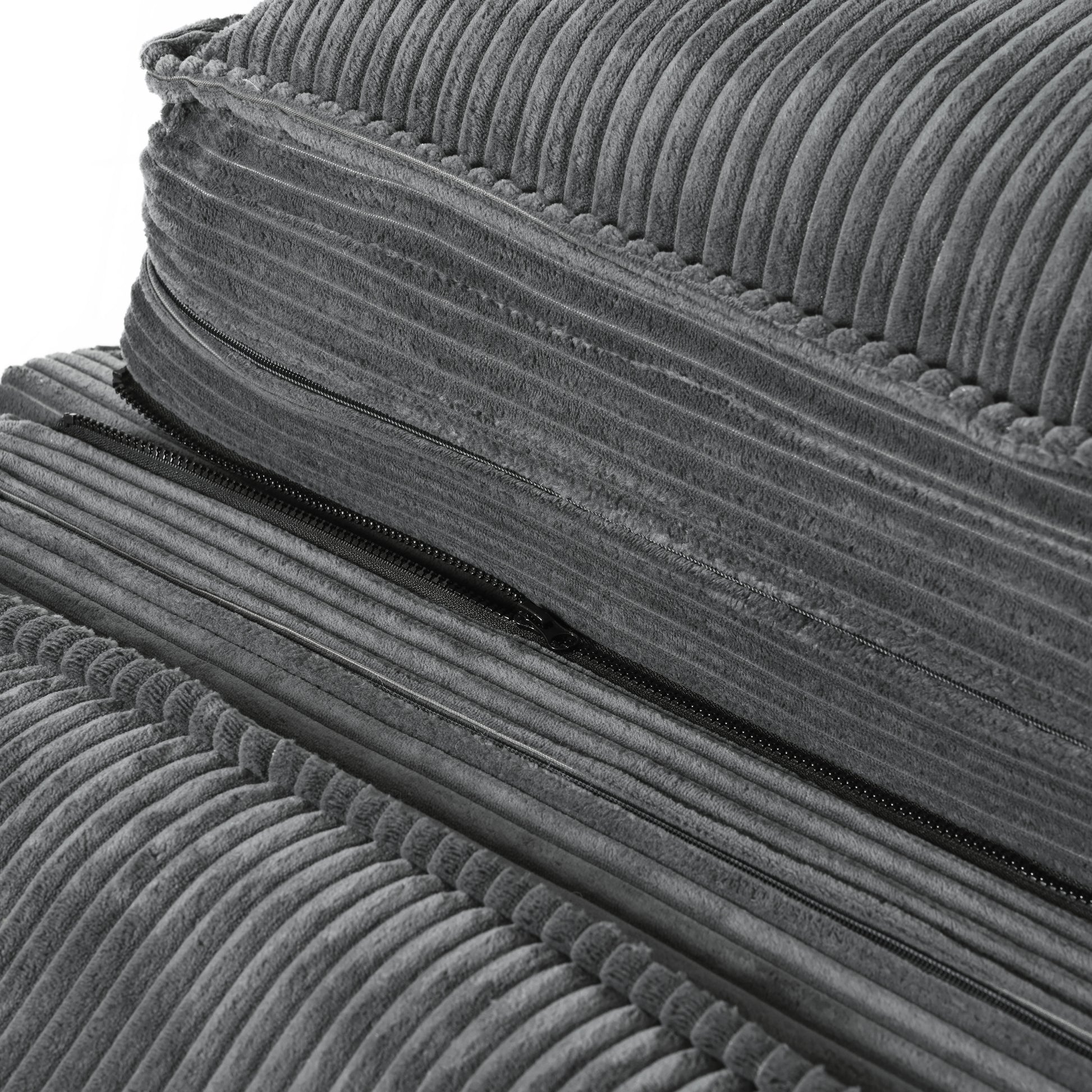 85.4" Modern Curved Sofa, Back Upholstered Couch With 2 Decorative Throw Pillows, Corduroy Fabric Couch For Living Room, Bedroomapartment Gray Corduroy 2 Seat