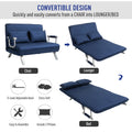 Homcom Convertible Sofa Bed Sleeper Chair, 5 Position Adjustable Backrest, Armchair Sleeper With Pillows, Leisure Chaise Lounge Couch, Blue Blue Steel 2 Seat