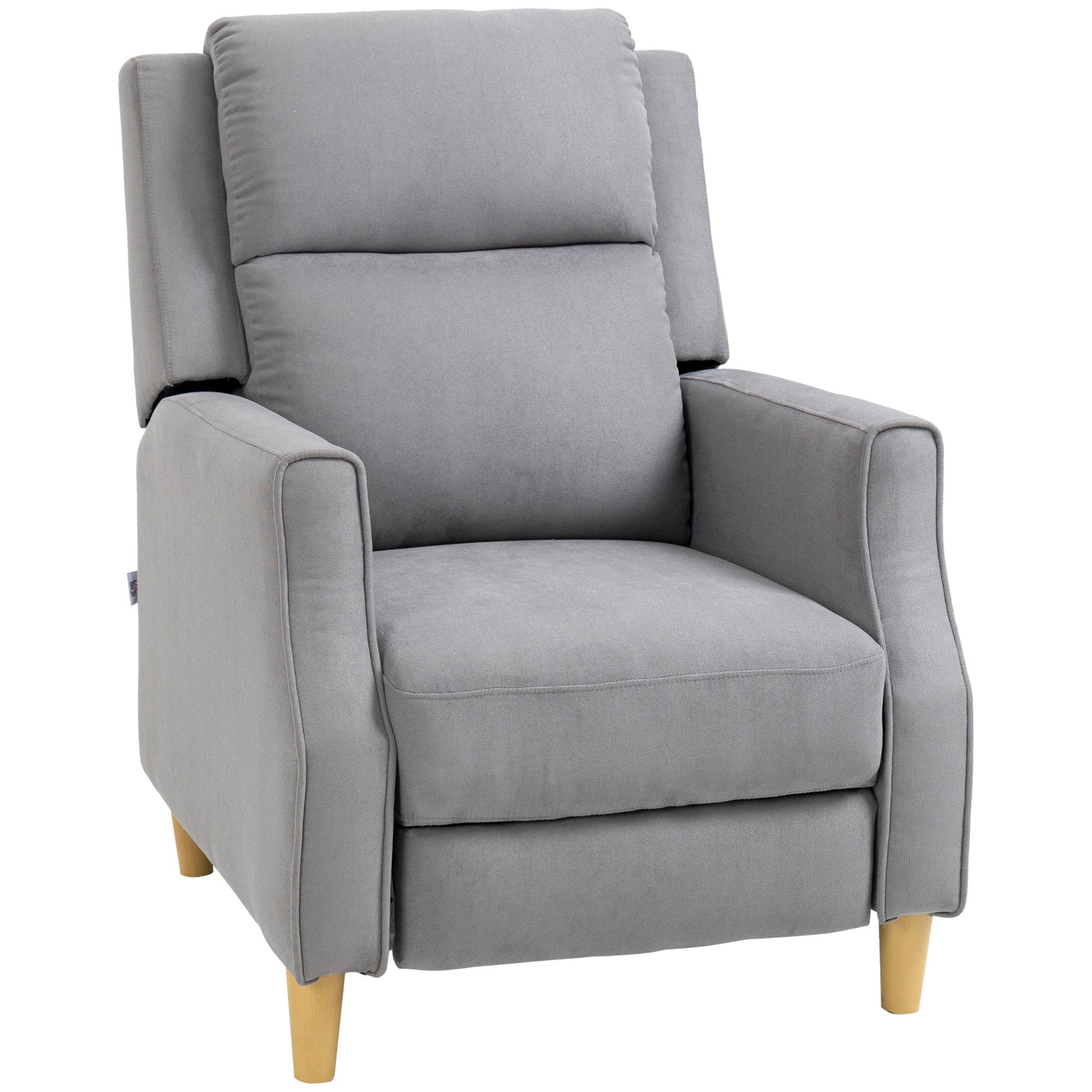 Homcom Manual Recliner Chair With Footrest, Contemporary For Living Room Light Grey Linen