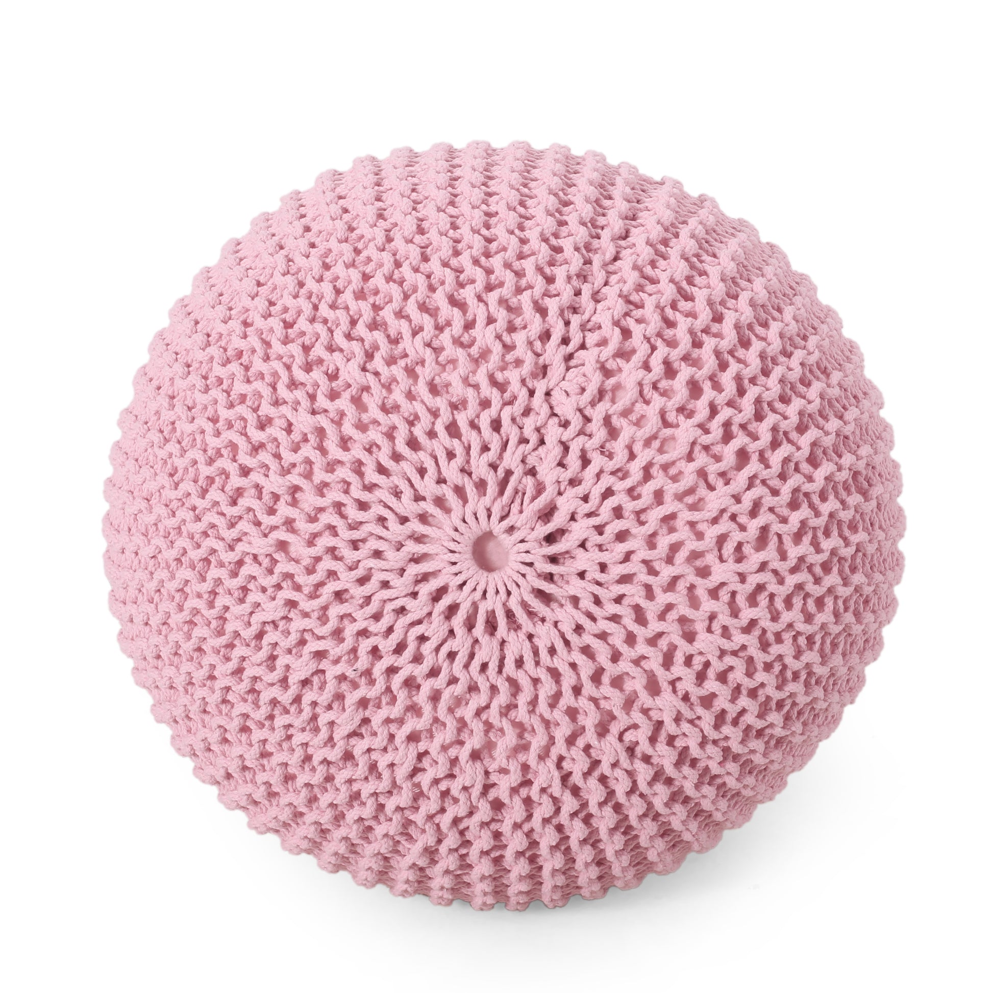 Knited Pouf Pink Cotton