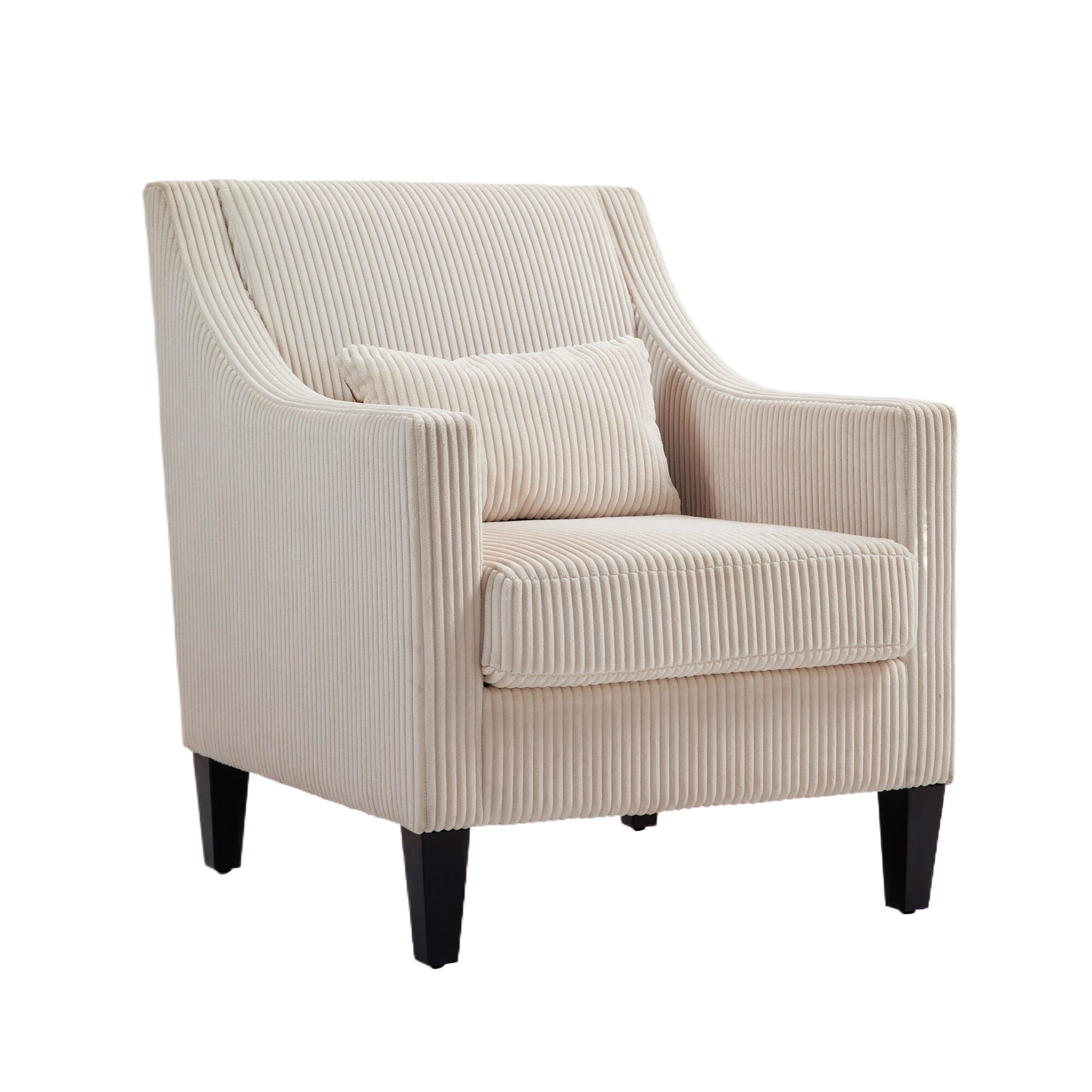 Coolmore Modern Accent Chair,Upholstered Armchair With Scooped Arms For Bedroom,Apartment,Studio,Office,Waiting Room Beige Corduroy Beige Primary Living Space Foam Corduroy