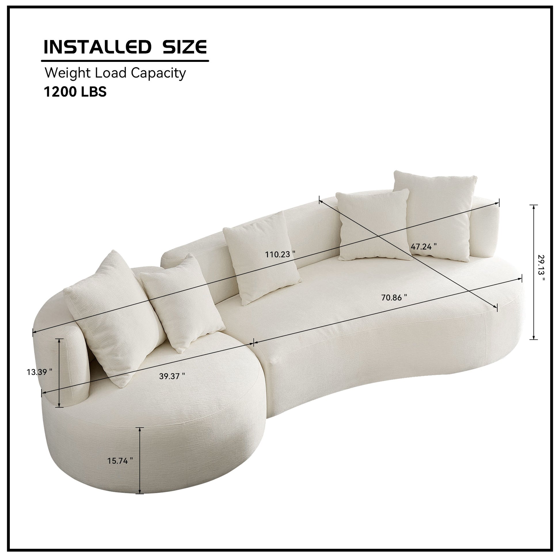 110.23 Inch Modern Sectional Curved Rotatable Sofa Couch, Swivel Sofa 360 Comfy Sofa For Living Room Bedroom,Upholstered 4 Seat Sofa Couch Fabric Cream Style Couch Set For Apartment,Beige Beige Fabric 4 Seat