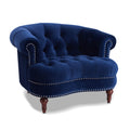 La Rosa Victorian Tufted Upholstered Accent Chair, Navy Blue Velvet Navy Blue Foam Velvet