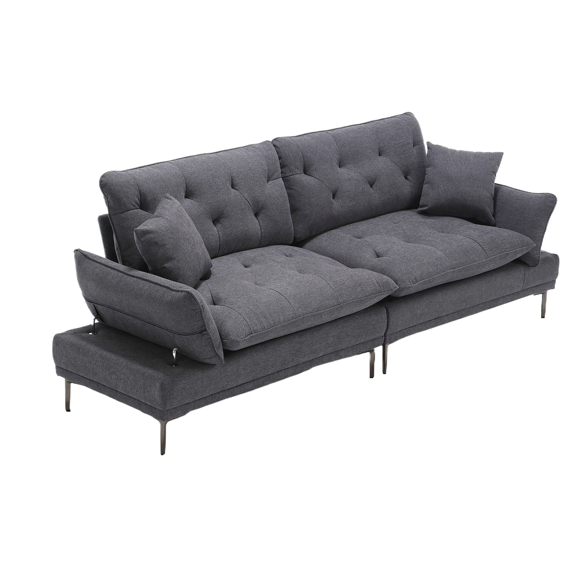 United Linen Sofaaccent Sofa Seat Sofa With Metal Feet Dark Gray Linen 3 Seat