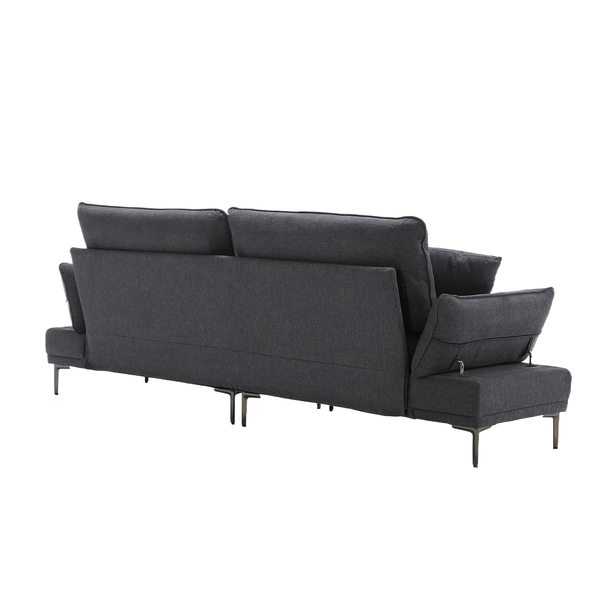 United Linen Sofaaccent Sofa Seat Sofa With Metal Feet Dark Gray Linen 3 Seat