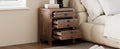Rustic Farmhouse Style Three Drawer Solid Pine Wood Nightstand With Cup Pulls And Integrated Charge Station Brown 3 Drawers Bedroom Pine Pine,Plywood
