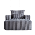 62.5 Inch Corduroy Sponge Sofa Lounge Chair,No Assembly Required,Fluffy Modern Sleeper Chair For Indoor Living Room Bedroom Grey Foam Corduroy 1 Seat