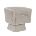 1Pc Swivel Chair Taupe Velvet Fabric Upholstery Solid Wood Diamond Pattern Stitched Back Comfort Chair Living Room Furniture Taupe Primary Living Space Contemporary Plywood,Solid Wood