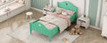 Girl'S Beautiful Princess Bed Macaron Twin Size Toddler Bed With Side Safety Rails And Headboard And Footboard, Seasoft Green Twin Green Solid Wood Mdf