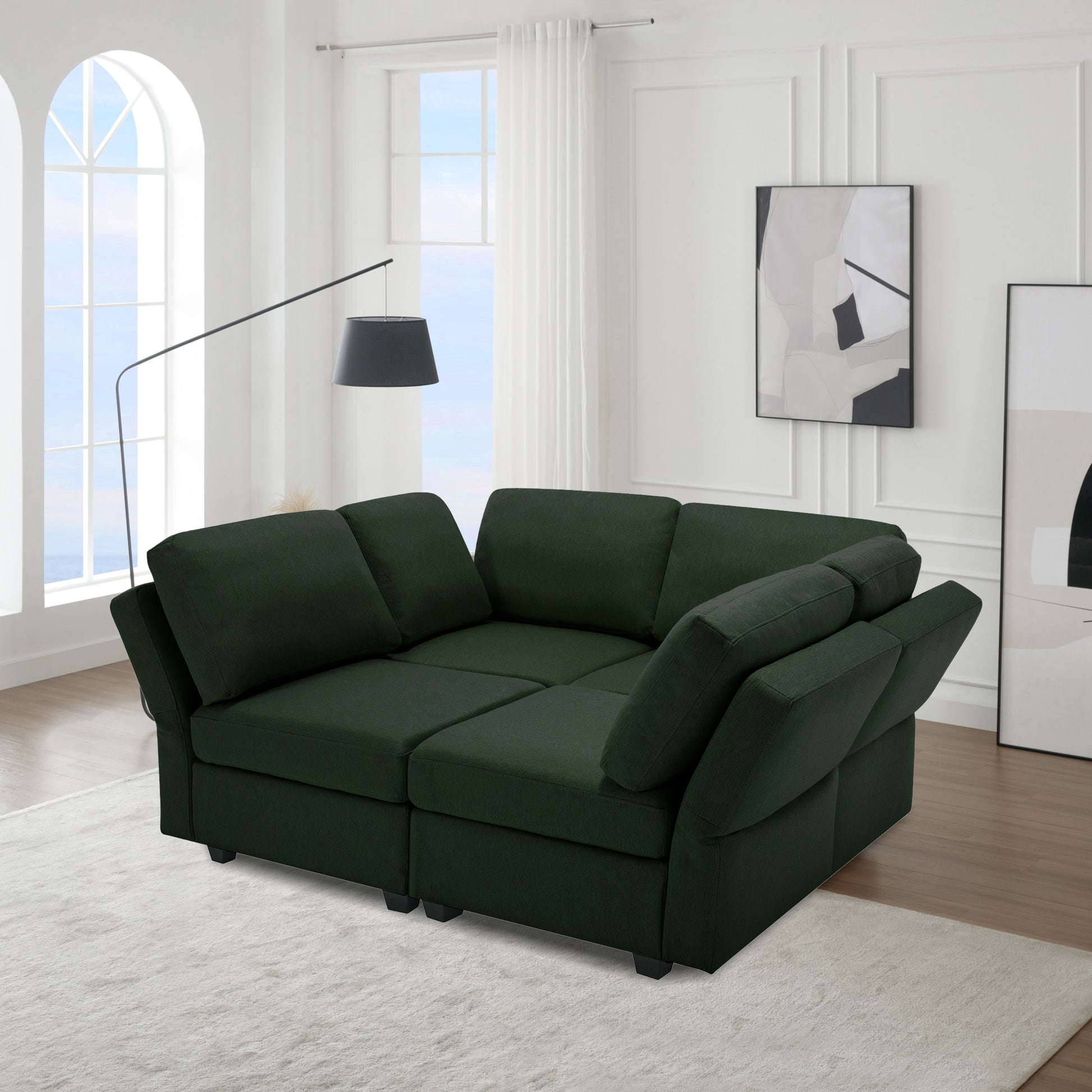 4 Seat Sofa Bed Upholstered Sofa Sleeper, Space Saving Sof Bed2 Seat Sofa With Storage Space Under Seatsall Arms And Backs Adjustabled For Ultimate Comfort Seating Green Green Polyester 4 Seat