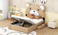 Full Size Upholstery Platform Bed Frame With Cute Bear Shaped Headboard And Two Storage Drawers,Brown Full Brown Solid Wood Mdf