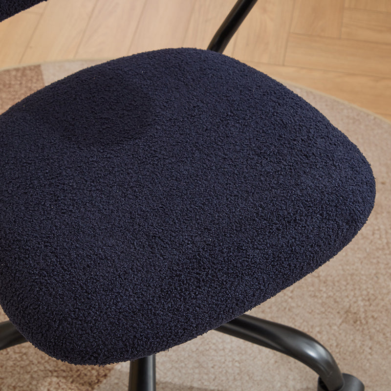 Sty Home Office Chair Ergonomic Desk Chair With Wheels Height Adjustable Desk Chair With Wooden Armrest For Home Office Teddy Fleece Blue 1Pc Blue Sherpa