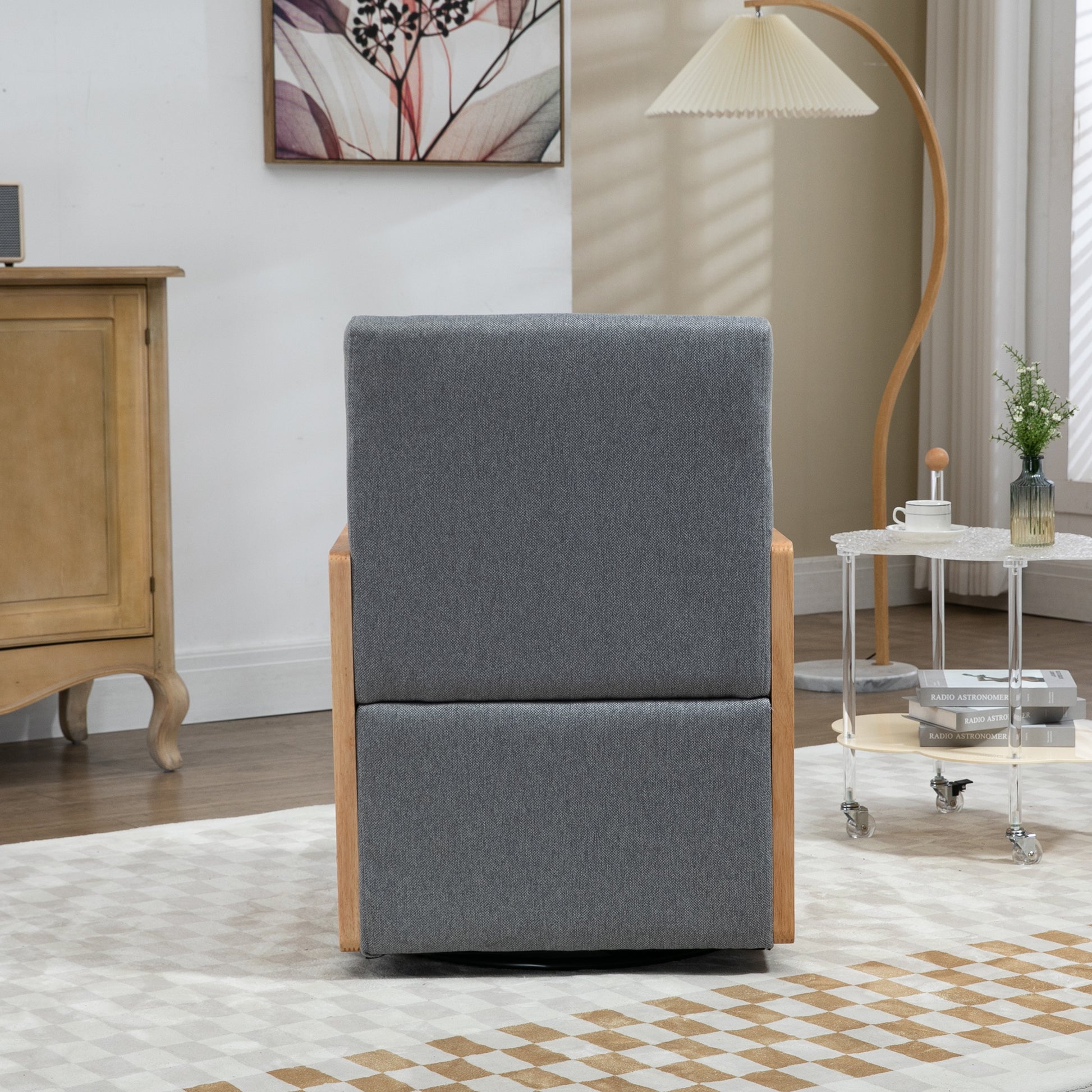 Coolmore 360 Degree Swivel Barrel Club Chair With One Pillow,Modern Comfortable Upholstered Accent Chair,Linen Accent Chair For Living Room,Bedroom Grey Linen Grey Primary Living Space Modern Foam Linen