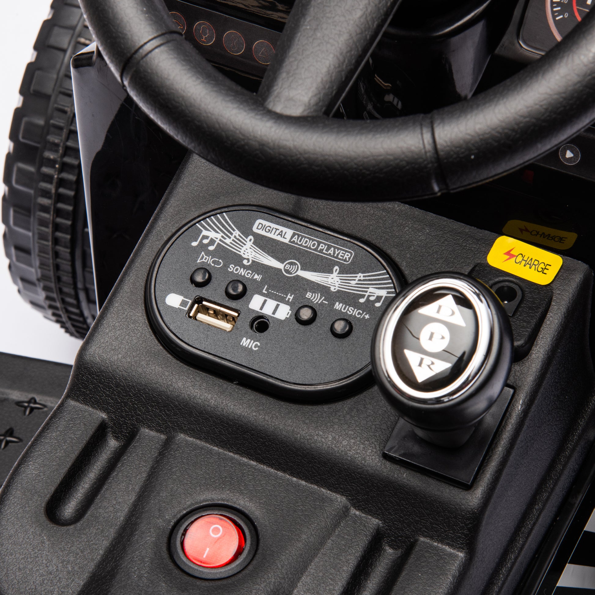 12V Kids Ride On Electric Tractor Black Knight,Kids Ride On Toy.2Wd,Non Skid Tires, Steering Wheel, Foot Pedal,With Removable Storage Tug,Light,Bluetooth,Music,Mp3,Usb,Power Display For Kids Aged 2 3. Black 50 99 Lbs Polypropylene