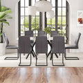 1 Table And 8 Chairs Set.A Rectangular Dining Table With A 0.39 Inch Imitation Marble Tabletop And Black Metal Legs.Paired With 8 Chairs With Pu Leather Seat Cushion And Black Metal Legs.F 1538,C 001 Black Glass Metal