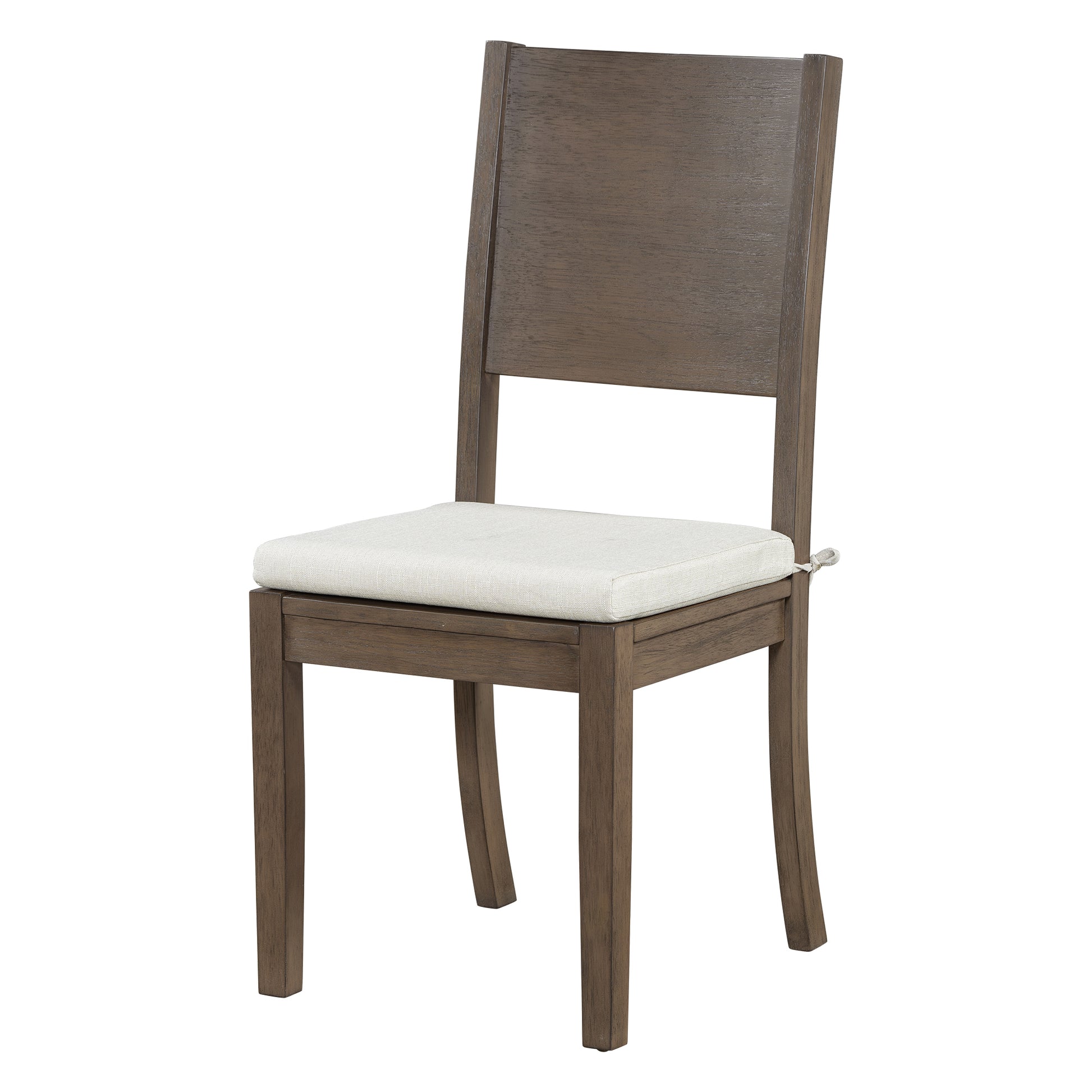 6 Piece Wood Dining Table Set With Storage Shelf And Curved Legs, Kitchen Table Set With Bench And 4 Removable Cushions Dining Chairs, Modern Style, Brown Gray Cushion Wood Dining Room Solid Wood Rubberwood Rectangular Dining Table With Bench Wood Wood