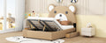 Full Size Upholstery Platform Bed Frame With Cute Bear Shaped Headboard And Two Storage Drawers,Brown Full Brown Solid Wood Mdf