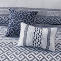 7 Piece Jacquard Comforter Set Navy Cal King California King Navy Polyester
