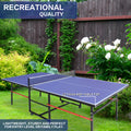 8Ft Mid Size Table Tennis Table, Foldable Ping Pong Table Blue Mdf
