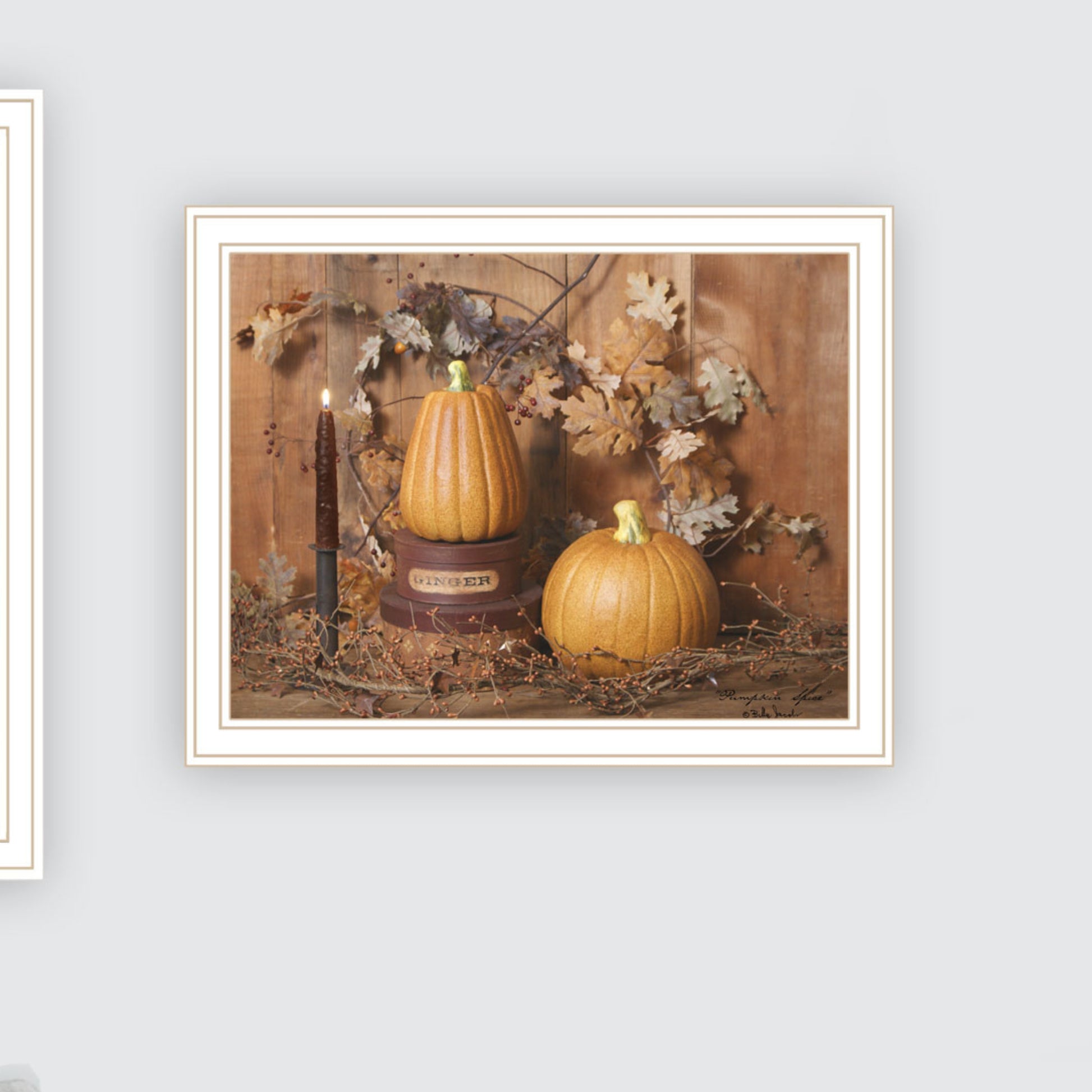 2 Piece Vignette Friends And Pumpkins White Framed Wall Art For Living Room, Bedroom Wall Art Print For Home Decor By Billy Jacobs Multicolor Wood Paper