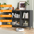 Heavy Duty Metal Modern Sideboard Buffet Cabinet With Storage Premium Steel Storage Cabinet ,Adjustable Feet,Glass Doors,Large Capacity Organizer For Living Room,Bed Room,Dining Room Black Kitchen
