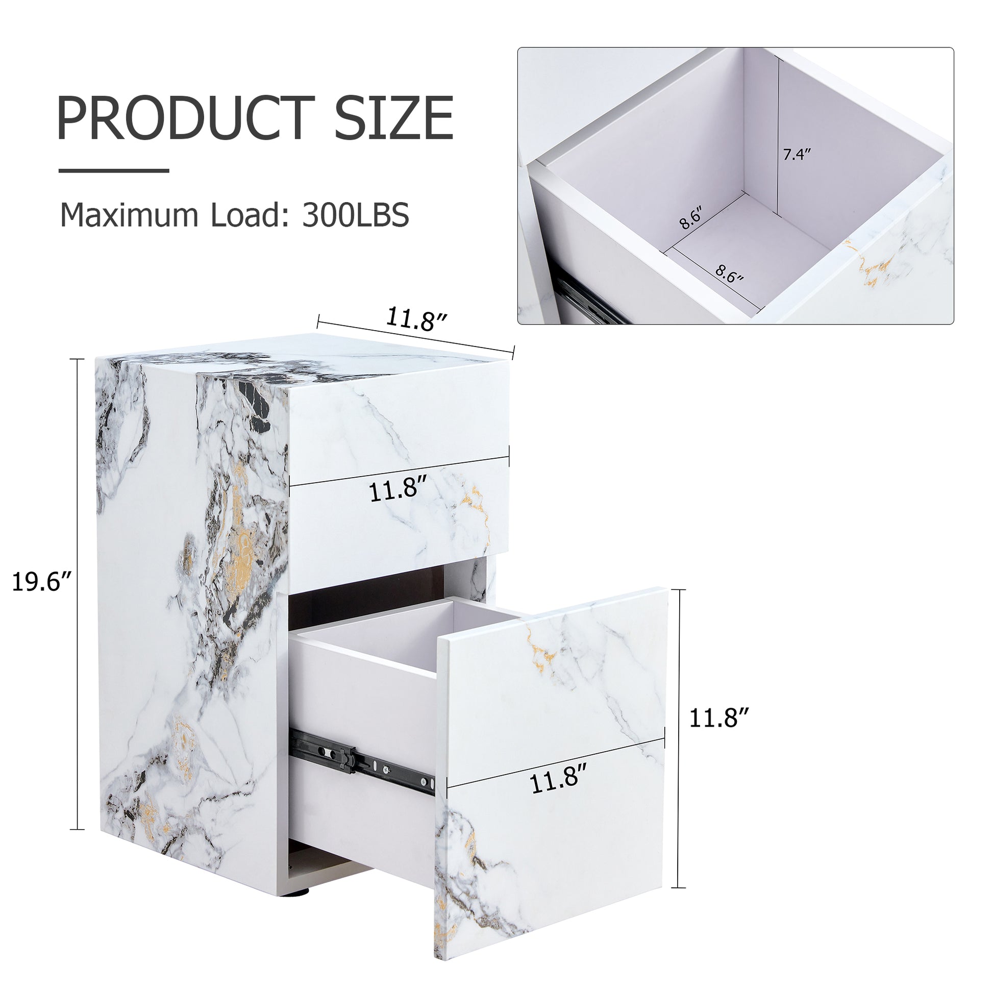 Compact Mdf Coffee Table: 11.81X11.81X19.69 Inches, Stylish Texture Design White Mdf