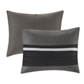 7 Pc Pieced Faux Suede Comforter Set Black King King Black Polyester