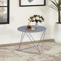 Grey Geometric Metal Base Accent Table Grey Primary Living Space Contemporary Round Metal