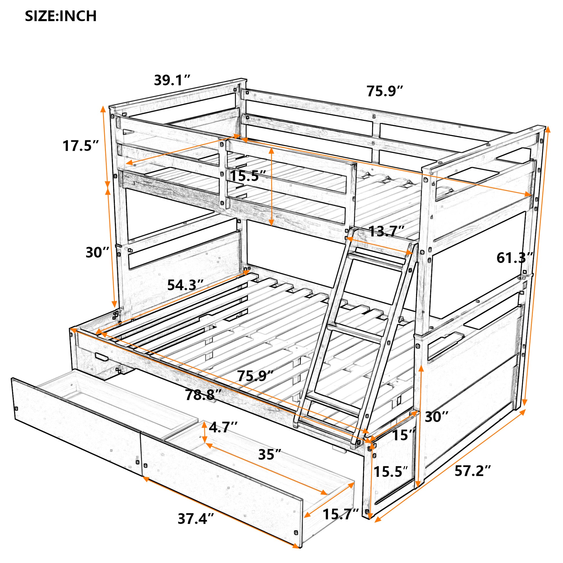 Twin Over Full Bunk Bed With Storage Espresso Old Sku :Lp000022Aap Twin Espresso Solid Wood