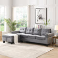 Sectional Sofa Set For Living Room With L Shape Chaise Lounge ,Cup Holder And Left Hand With Storage Chaise Modern 4 Seat Grey Grey Fabric 4 Seat