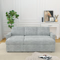 85 Inches Sofa Bed, 3 Seater Sleeper Sofa With Storage Chaise, Square Handrail With Pull And Copper Nail,Chenille Light Grey, Pull Out Couch For Living Room Light Grey Chenille 3 Seat