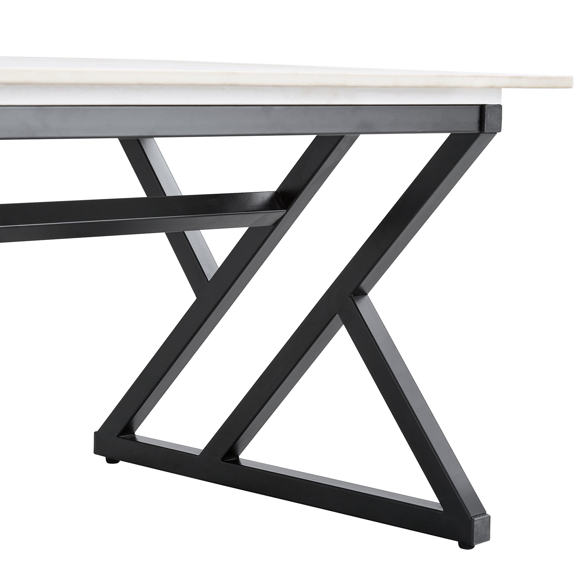 A Modern Minimalist Style White Marble Patterned Coffee Table With Black Metal Legs. Computer Desk. Game Table. Tea Table. Ct Xx White Black Sintered Stone