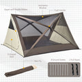 Outsunny 2 3 People Pop Up Camping Tent Waterproof Automatic Instant Tent Portable Cabana Beach Tent With Rainfly, Carry Bag, Windows And Doors, Outdoor Camping Hiking Indoor Brown Polyester