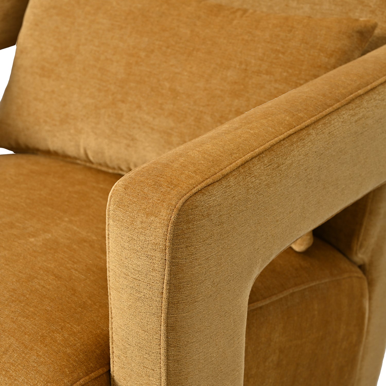 Mirod Sleek Right Angle Armrests, Ergonomic Lumbar Support, Square Wooden Block Legs, Inclined Seat For Comfort, Artistic Statement Piece For Living Room,Bedroom And Study Yellow Chenille