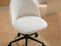White Boucle Office Chair Desk Chair, Mid Back Adjustable Swivel Computer Chair With Black Legsmodern Upholstered Desk Chair With Wheels White Black Foam Polyester Blend