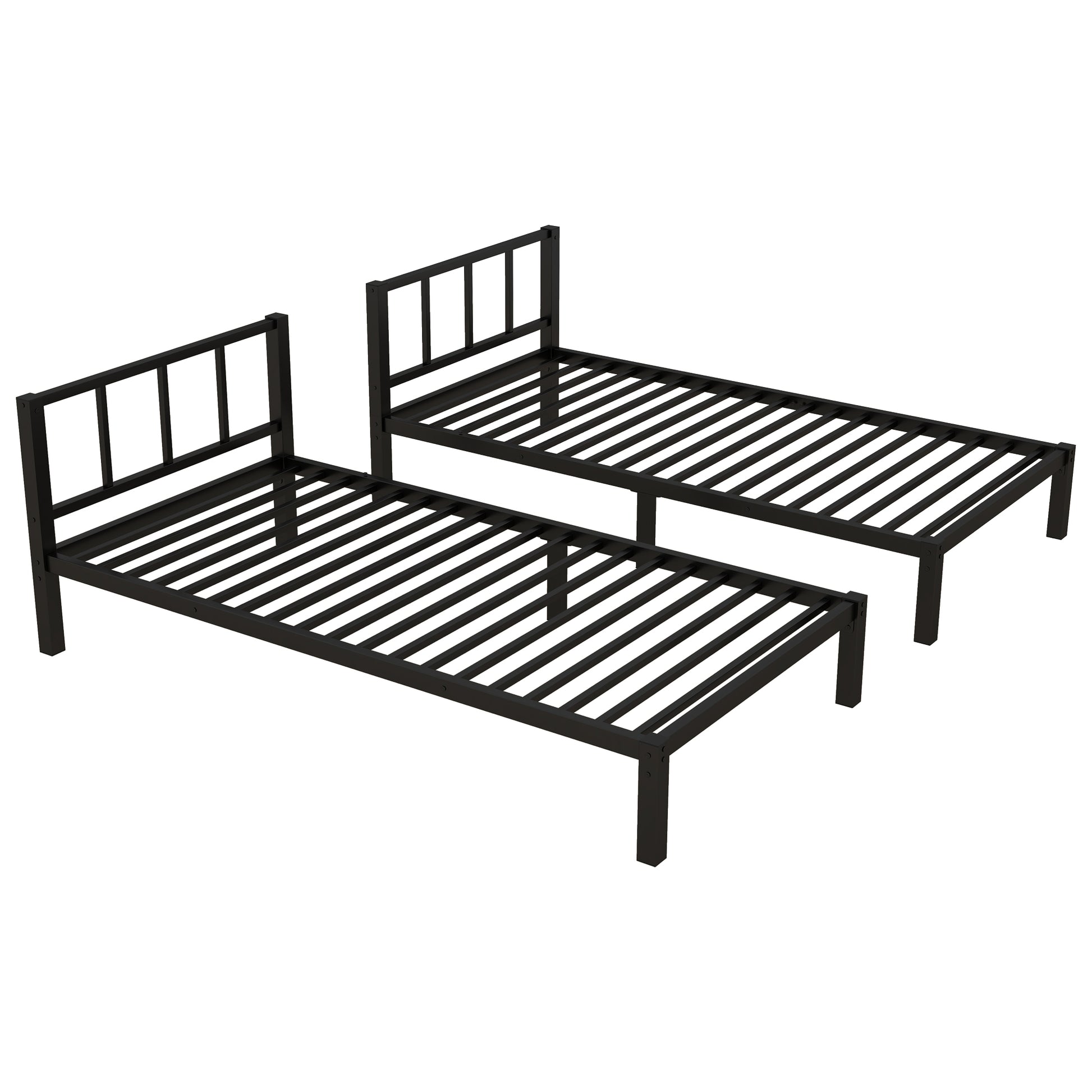 Twin Over Twin & Twin Bunk Beds For 3, Twin Xl Over Twin & Twin Bunk Bed Metal Triple Bunk Bed, Black Black Metal