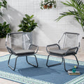 Milan Club Chair Gray Pe Rattan Iron Waterproof Fabric