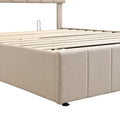 Queen Size Upholstered Platform Bed With A Hydraulic Storage System Beige Old Sku: Lp000211Aaa Beige Upholstered