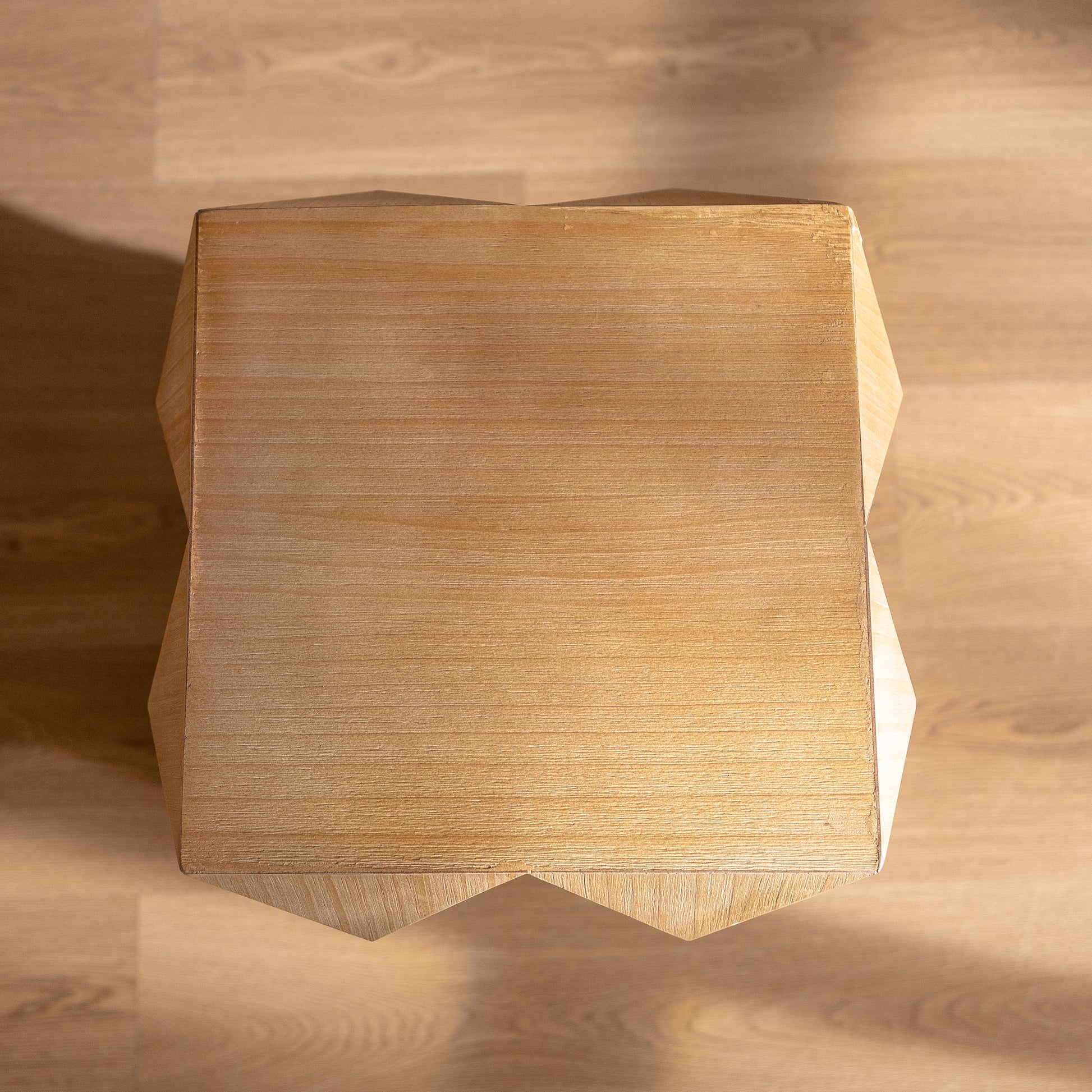 23.62"Height Three Dimensional Embossed Pattern Design Retro Side Table Retro Furniture Natural Mdf