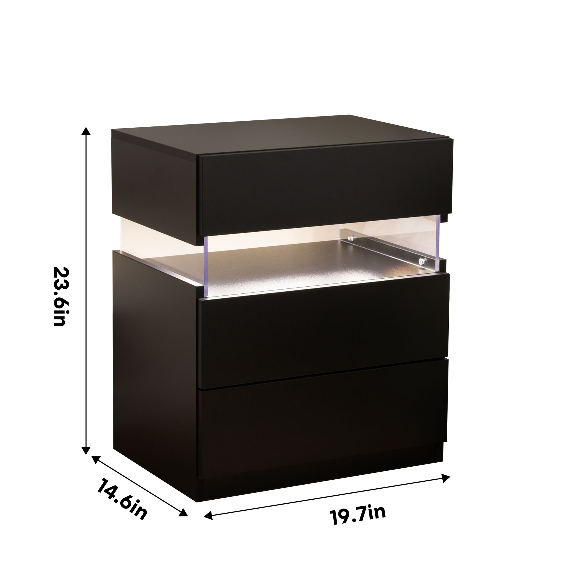 Led Nightstands 3 Drawer Dresser For Bedroom End Table With Acrylic Board Led Bedside Tables For Bedroom Living Room Bedside Furniture Black Black 3 Drawers Bedroom Bedside Cabinet American Design,American Traditional,Boho,Classic,Modern Drawers