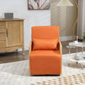 Coolmore 360 Degree Swivel Barrel Club Chair With One Pillow,Modern Comfortable Upholstered Accent Chair,Linen Accent Chair For Living Room,Bedroom Orange Linen Orange Primary Living Space Modern Foam Linen