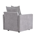 Chenille Fabric Comfy Deep Single Seat Sofa Upholstered Reading Armchair Living Room Gray Wood Foam Chenille 1 Seat