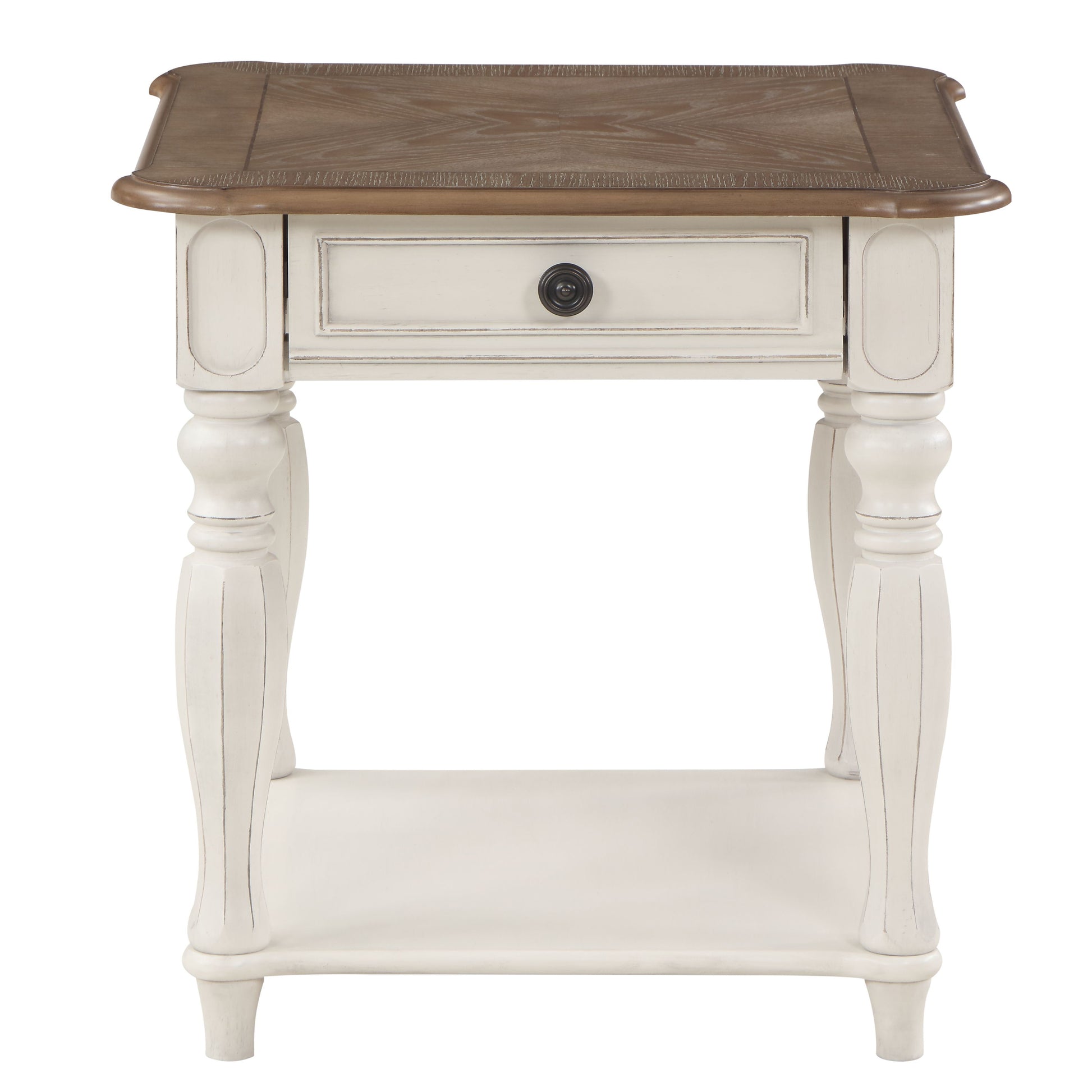 Oak And Antique White 1 Drawer End Table With Shelf Oak Primary Living Space Drawers Rectangular Wood