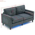 Loveseat Couch With 2 Side Pockets, Modern Sofa With 2Usb Ports On The Armrest, Power Sofa And Loveseat Set With Led Lights, Linen Fabric 2 Seat For Living Room, Apartment,Office, Grey, 3Colors Grey Linen Wood Primary Living Space Modern Foam Linen