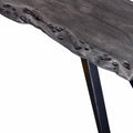 60 Inch Modern Dining Bench, Acacia Wood Table, Live Edge, Iron Legs, Gray, Black Black Gray Gray Dining Room Modern Acacia Iron Acacia Wood